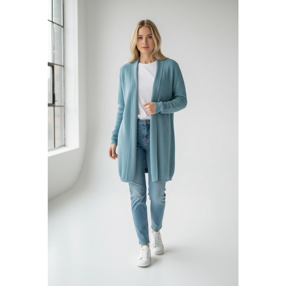 XL Cyrus Blue Open Front Knit Cardigan Sweater